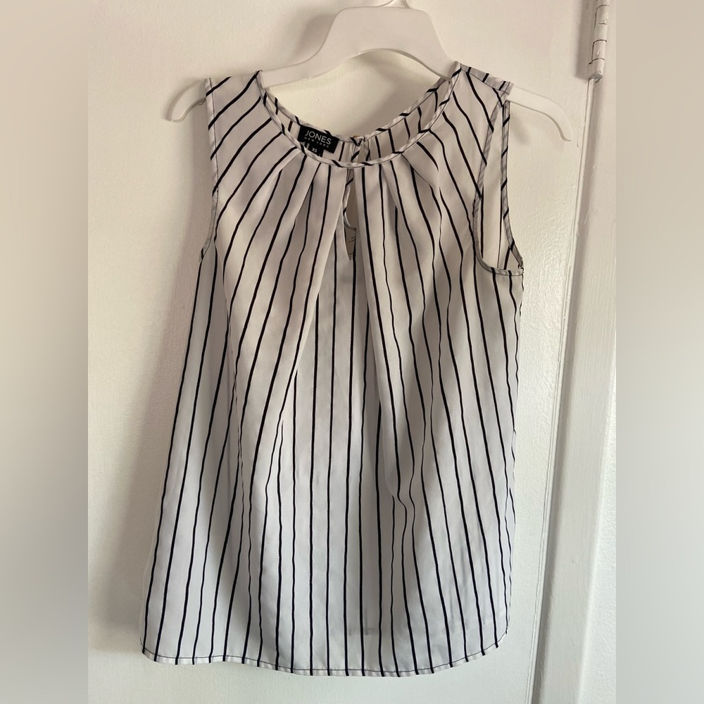 White & black pin stripe blouse